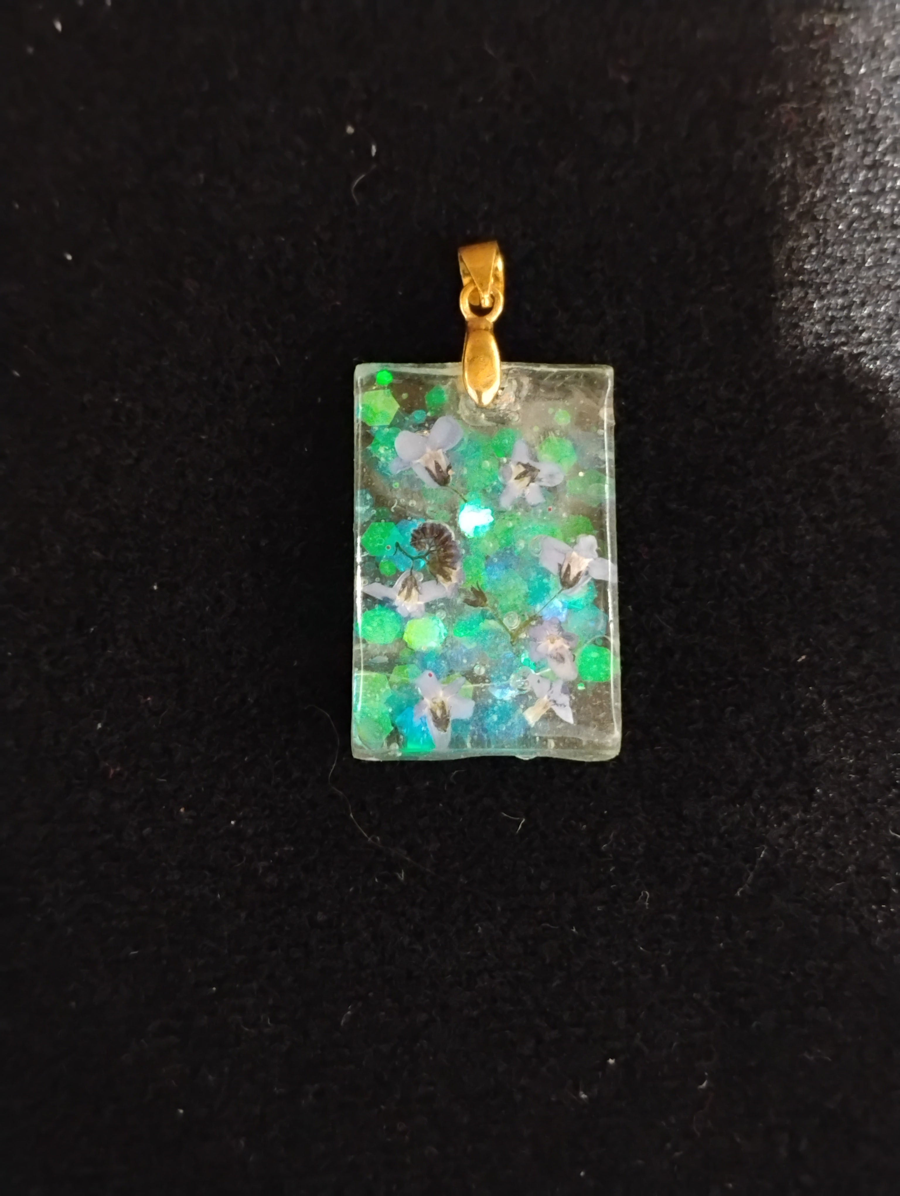 Rectangle Forget-Me-Nots w LG Glitter Gold