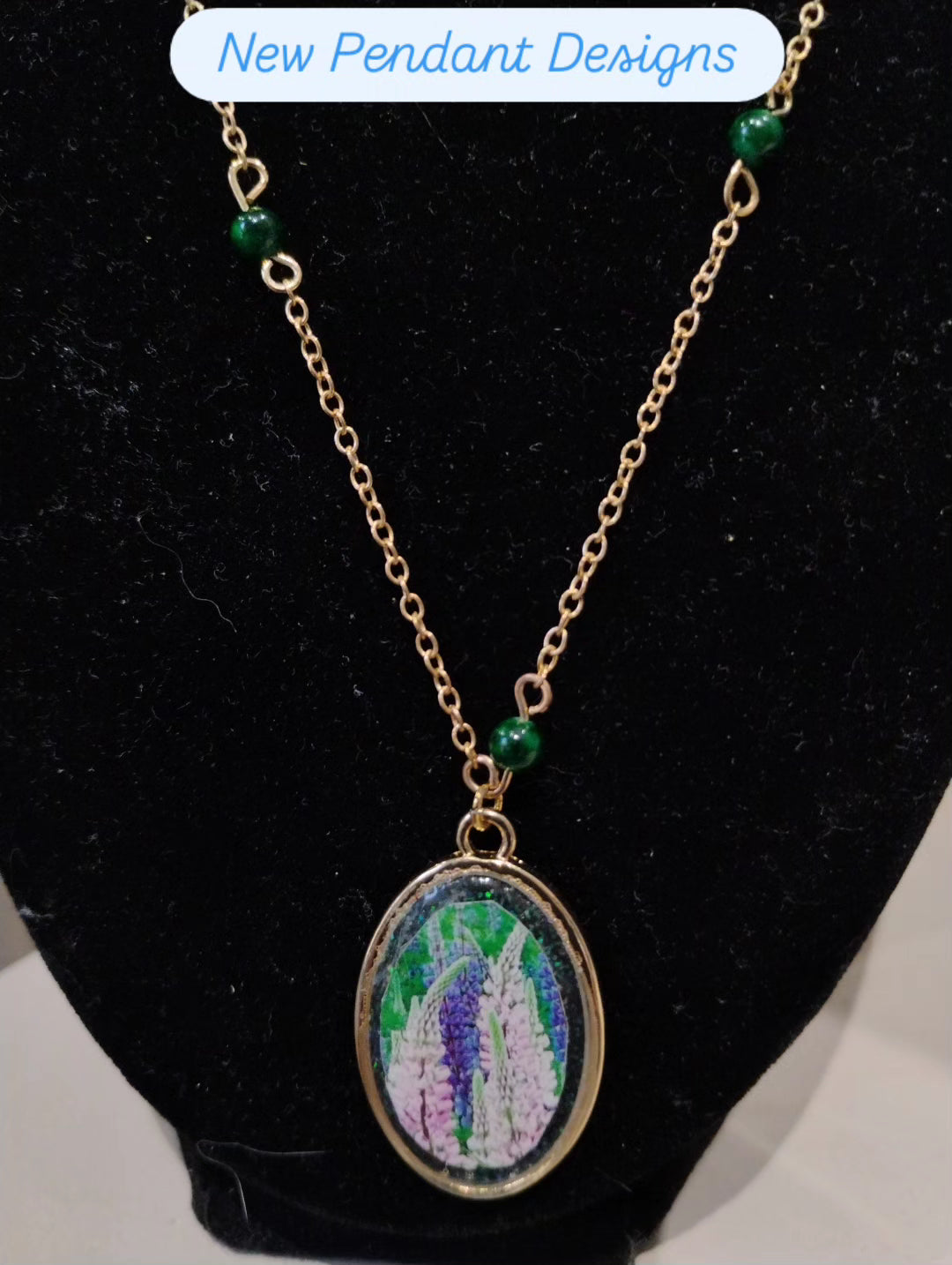 Oval Photo Pendant w Bead Chain