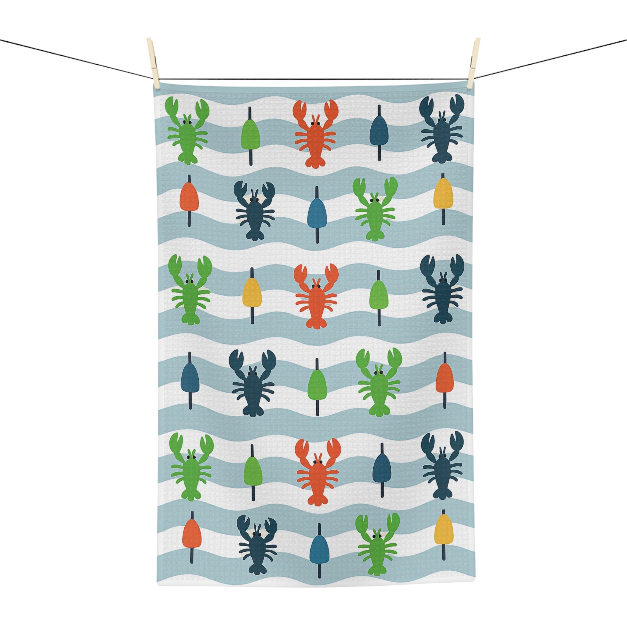 Colorful Lobster & Buoy Tea Towel