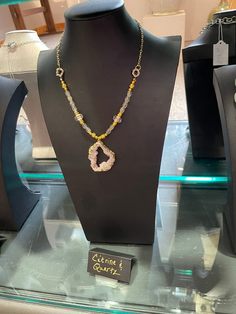 Citrine and Quartz Necklace