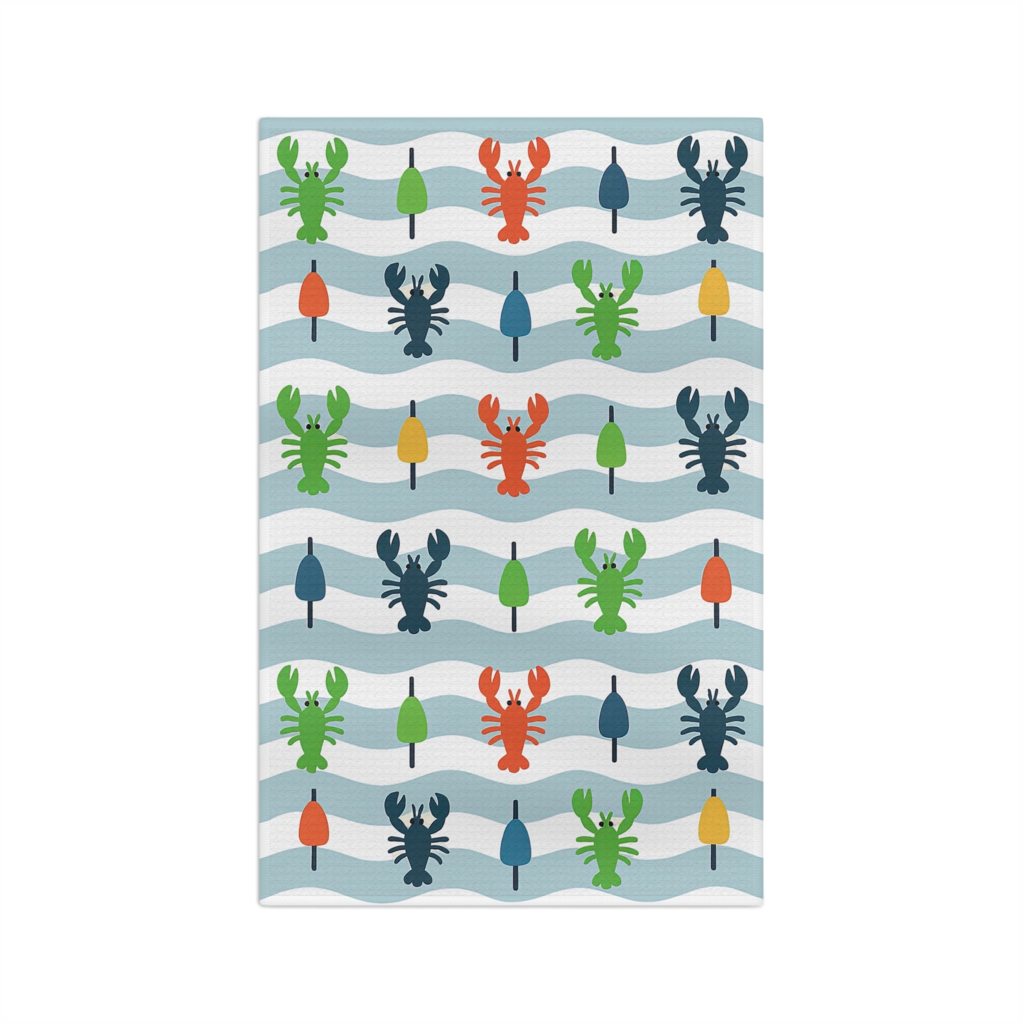 Colorful Lobster & Buoy Tea Towel - Microfiber