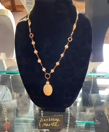 Sardonyx & Marble Pendant Necklace