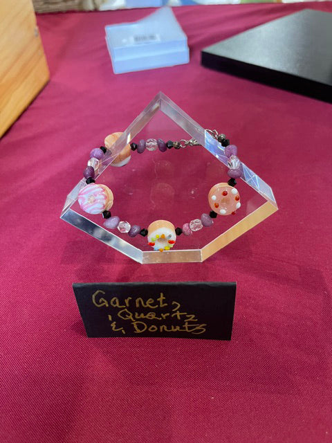 Garnet, Quartz & Donut Bracelet