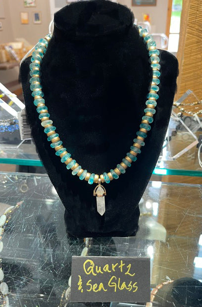 Quartz and Seaglass Necklace