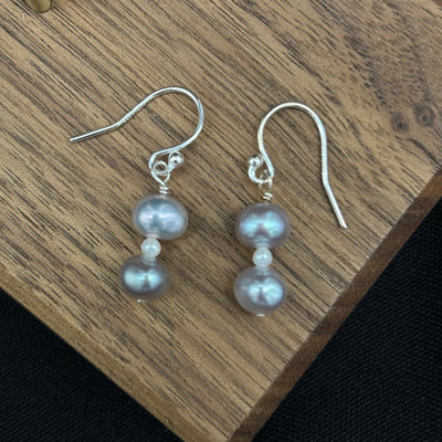Double Pearl Earrings by Nance Trueworthy