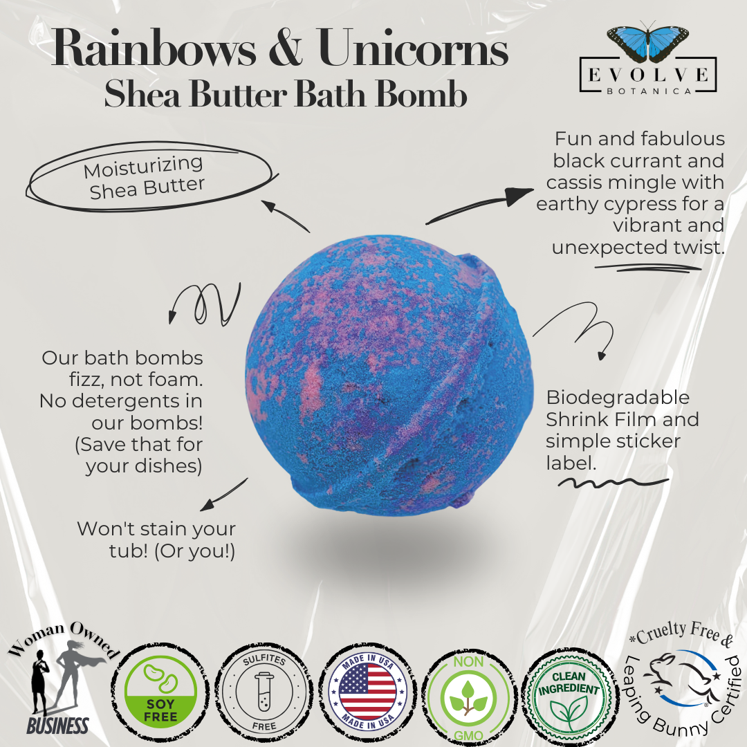 Natural Bath Bomb handmade - Rainbows & Unicorns