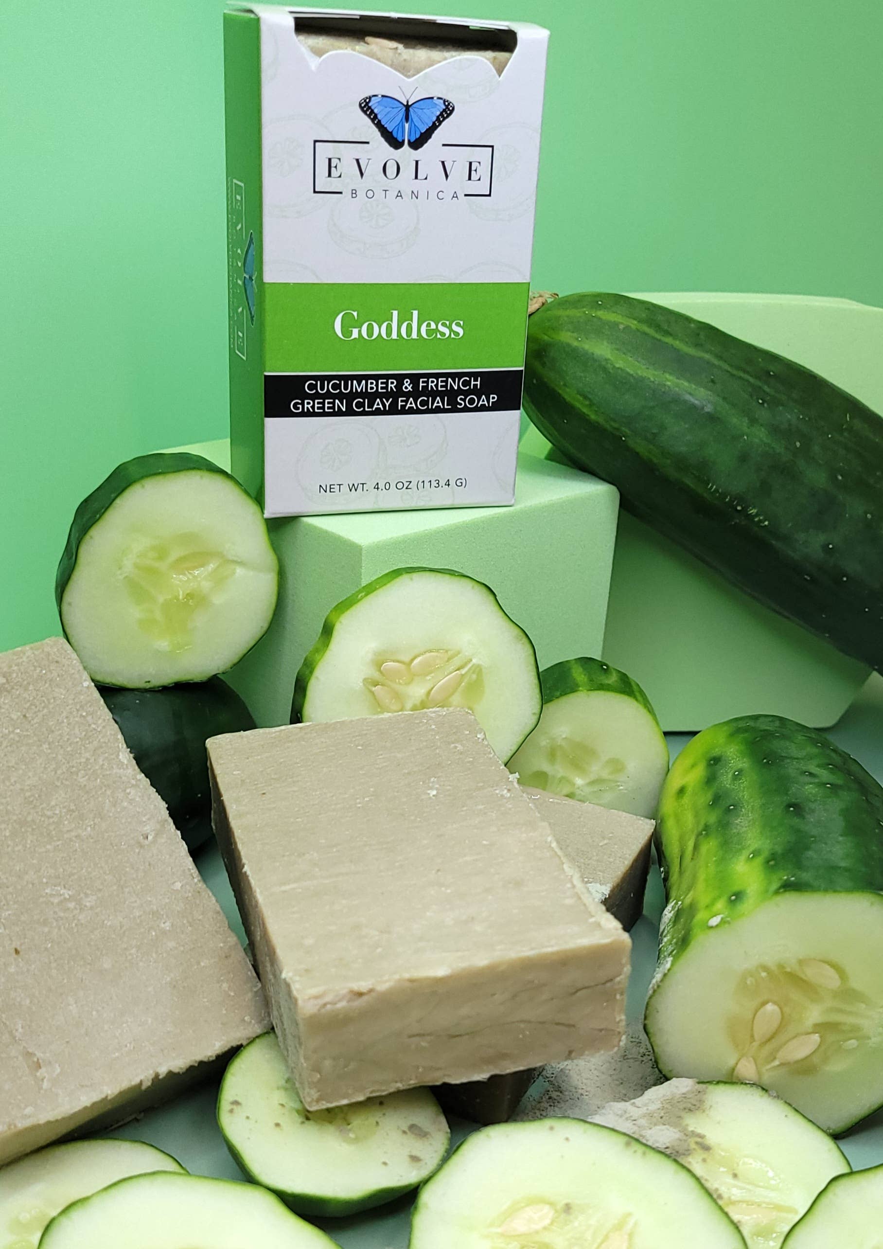 Natural Bar Soap - Goddess Cucumber & Green Clay Facial Soap