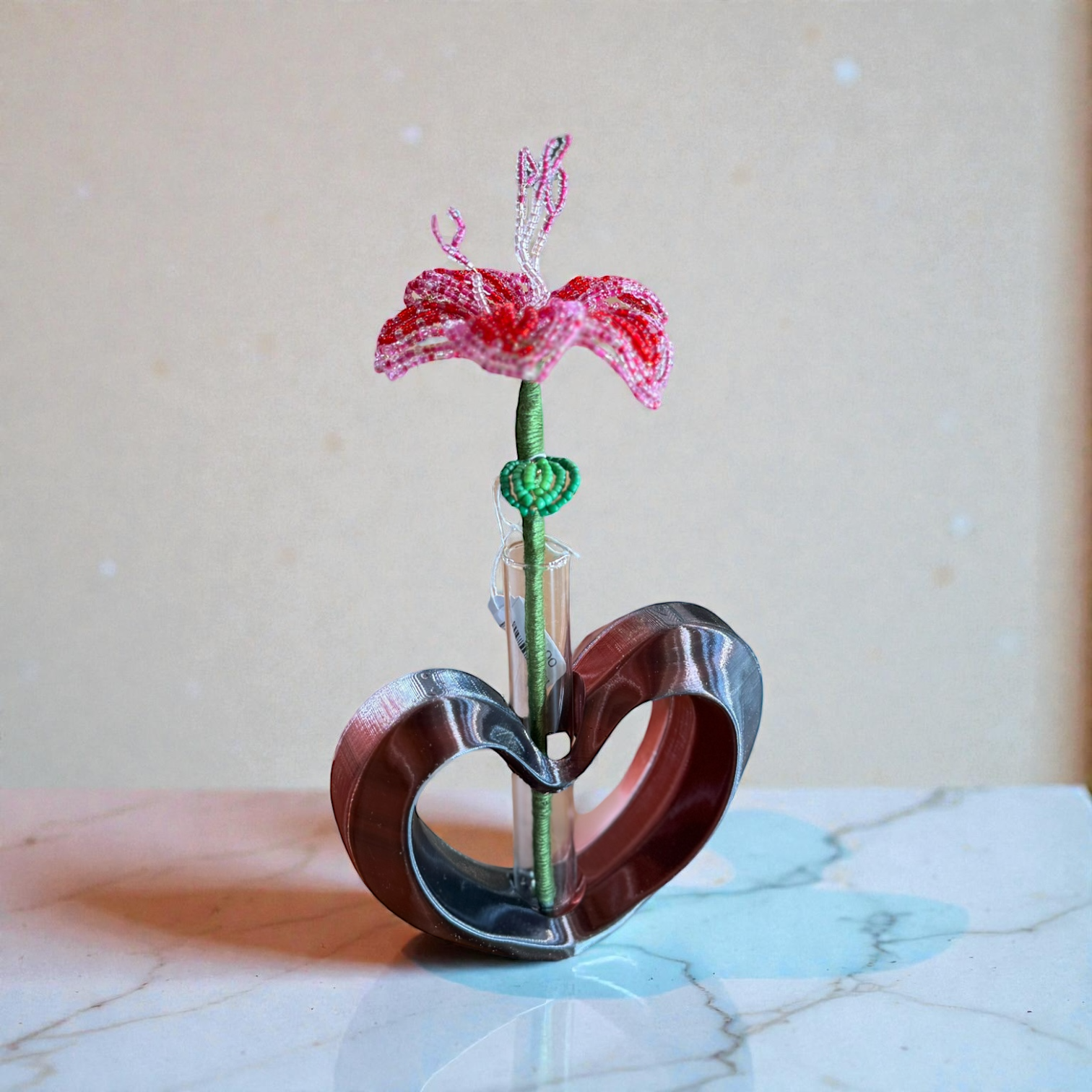 Heart Bud Vase & Glass Tube Insert