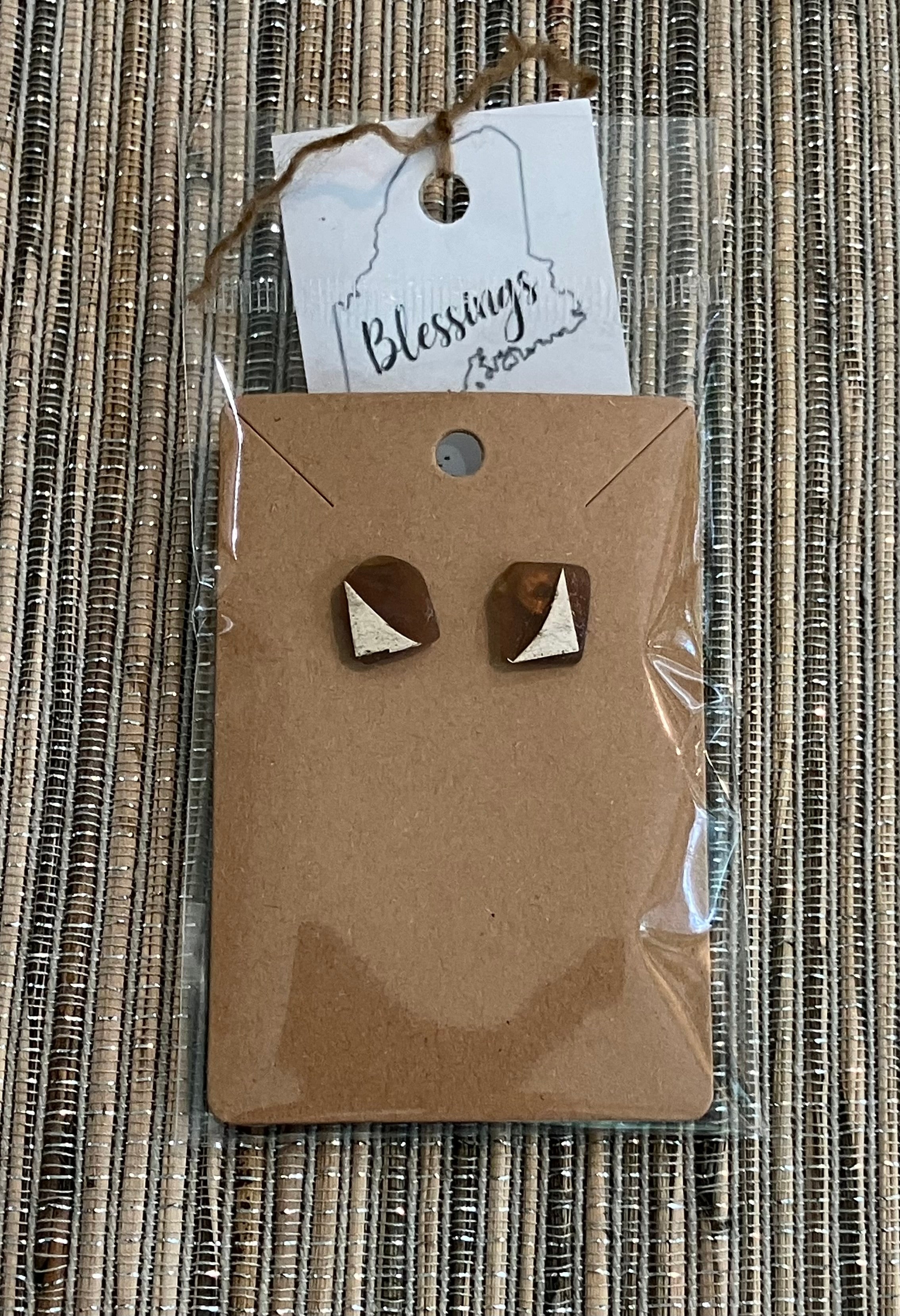 Birch on sea glass studs
