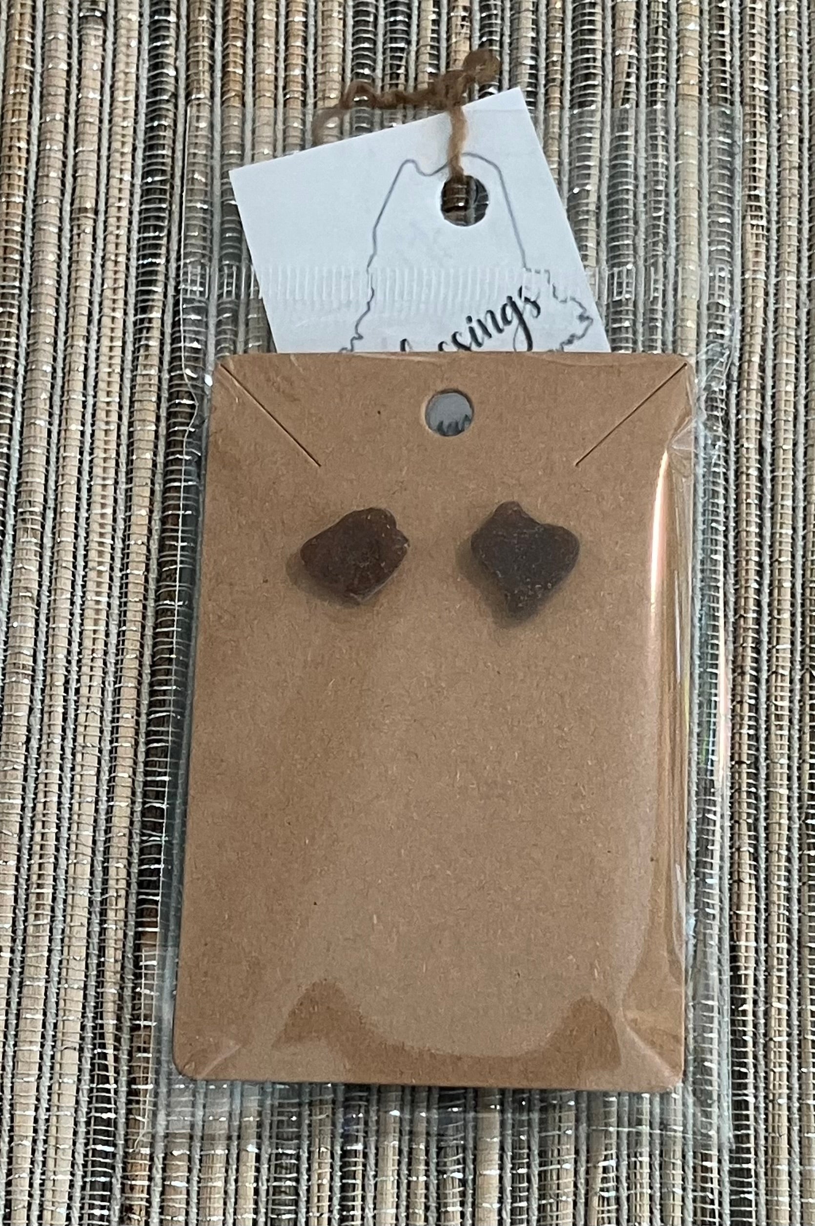 Tiny brown sea glass studs