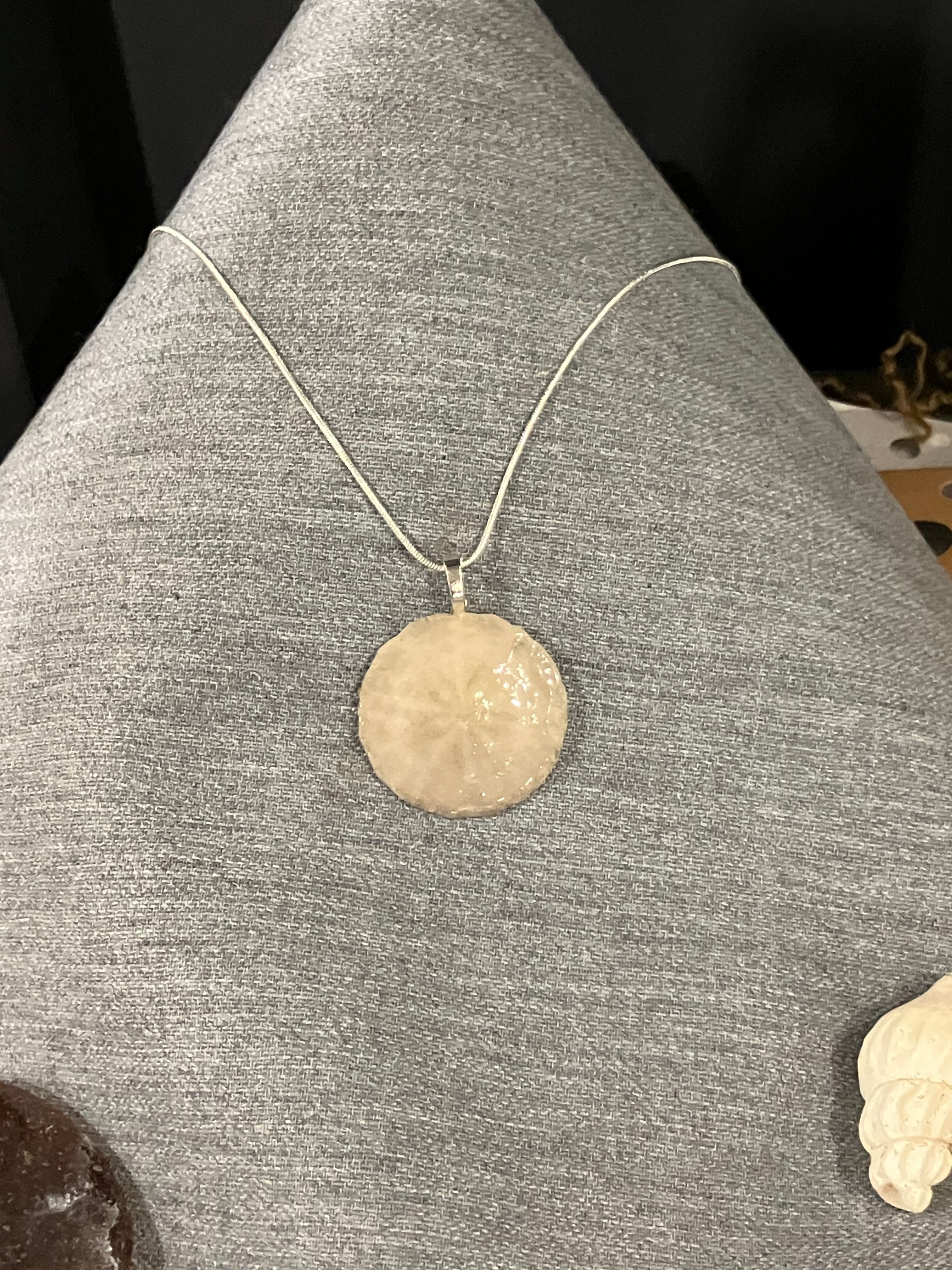 Sand dollar necklace silver cord