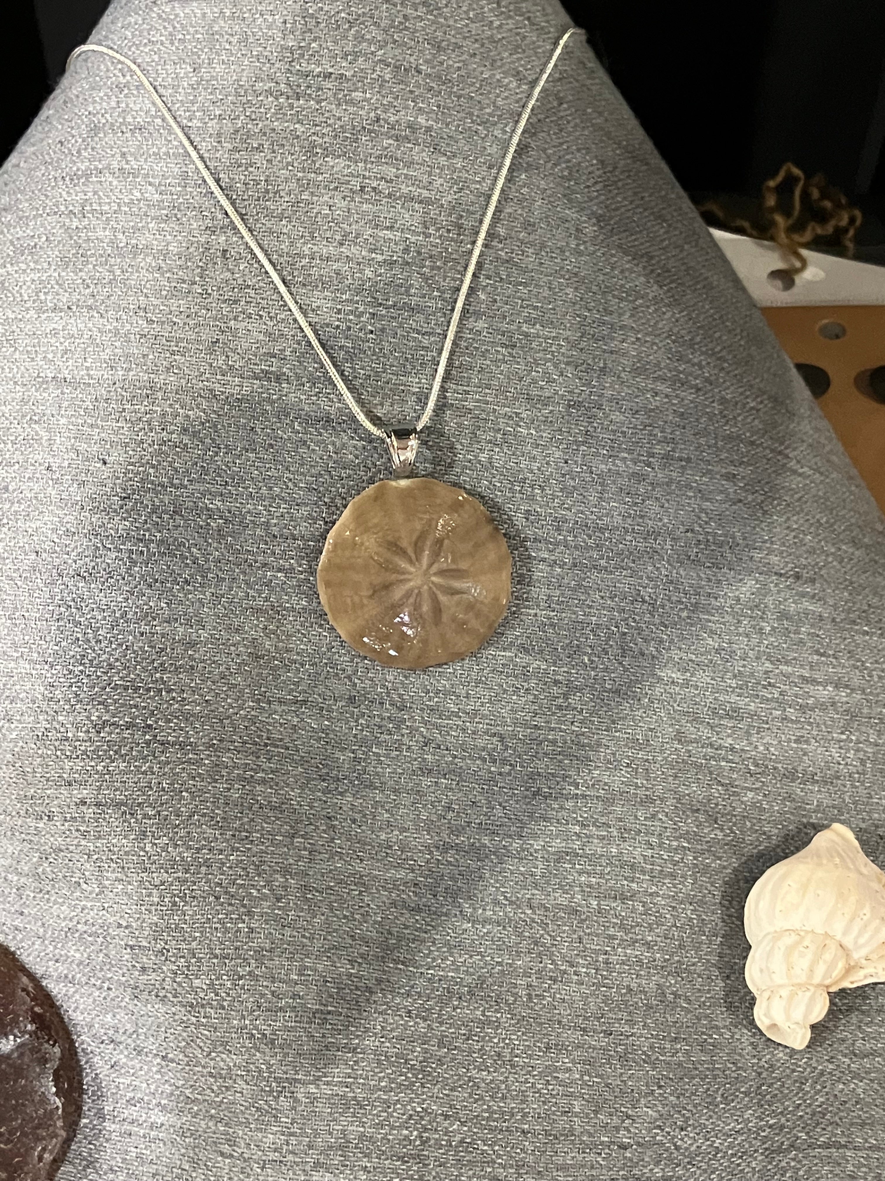 Sand dollar necklace silver cord