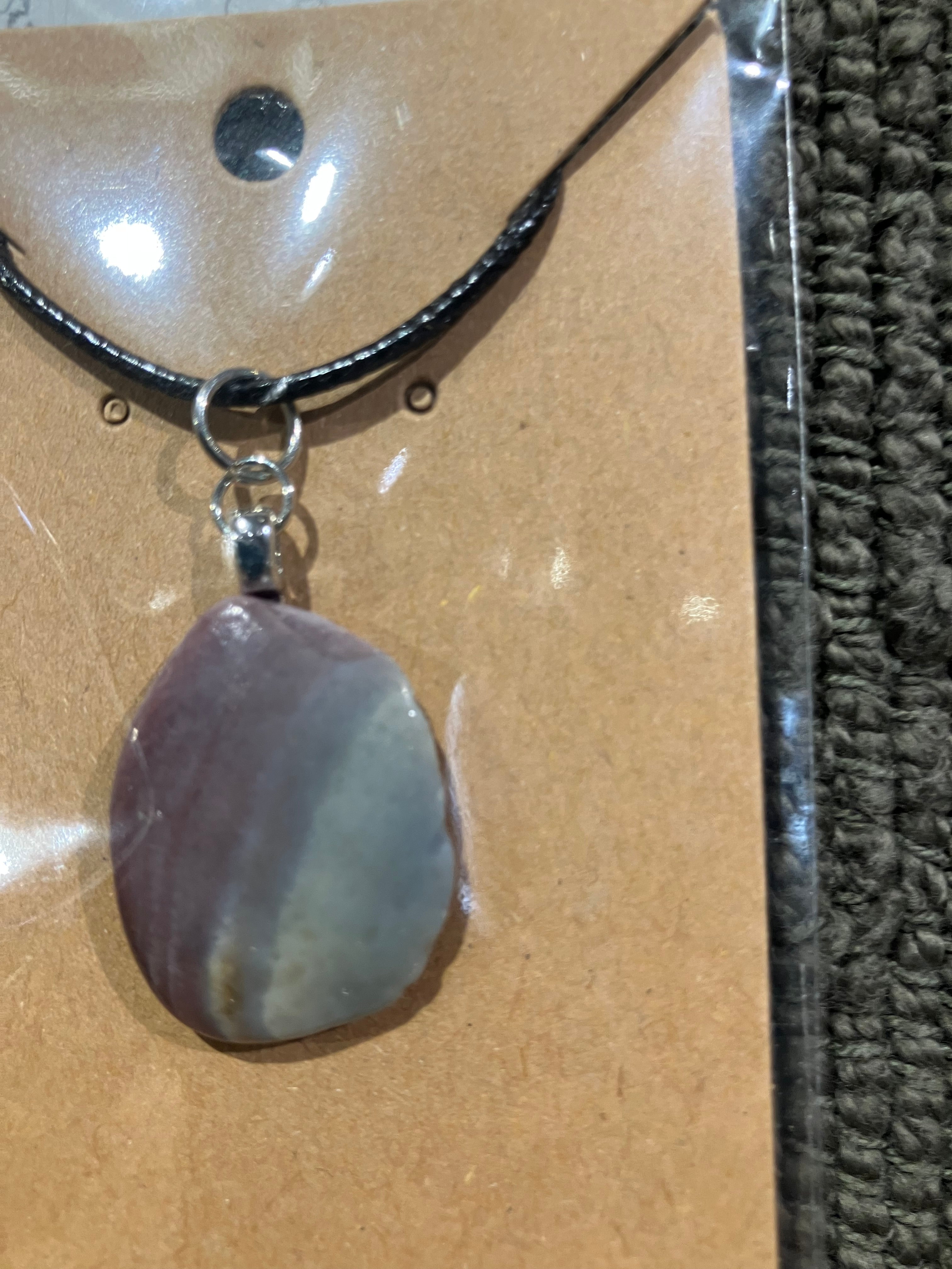 Oval purple grey necklace