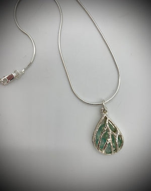 Coral Teardrop and Aqua Chalcedony Necklace - Jewelry Edgecomb Potters