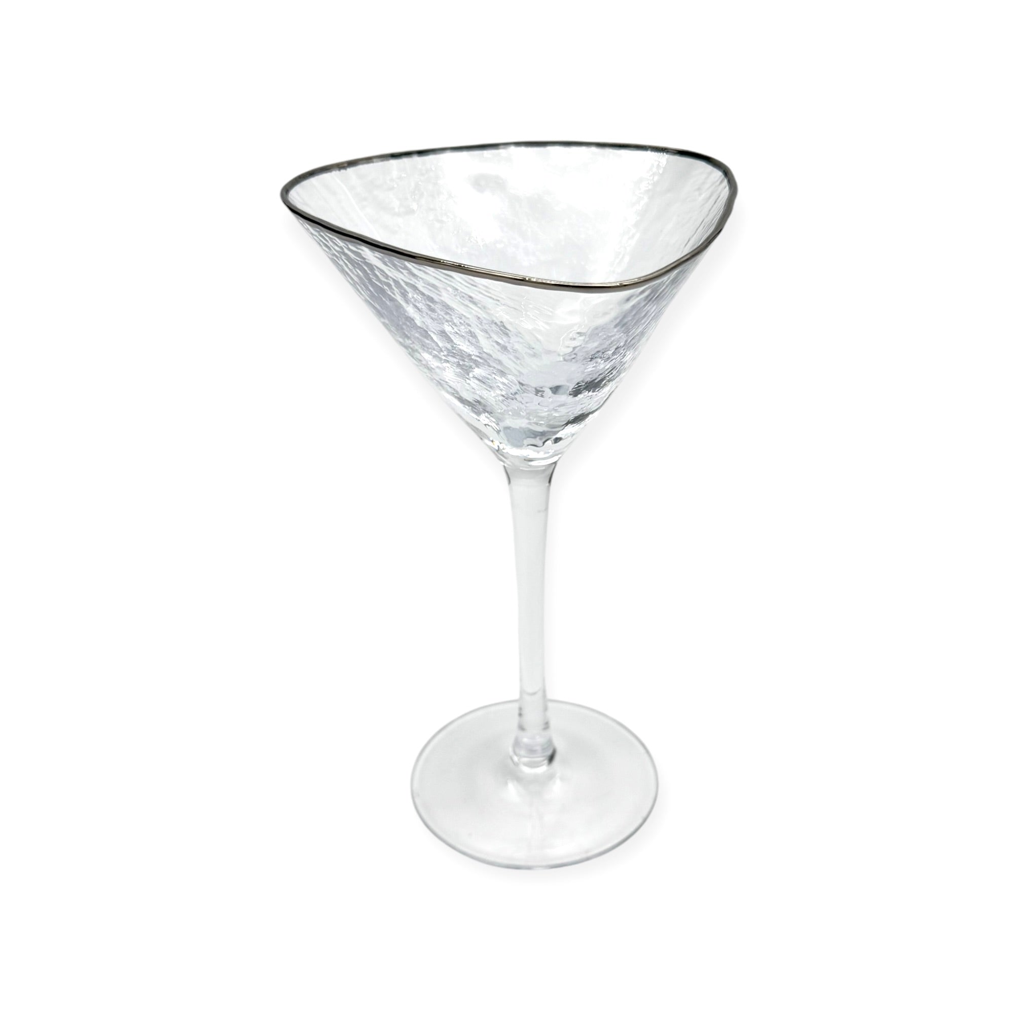 Triangular Gold & Silver Rim Martini Glass