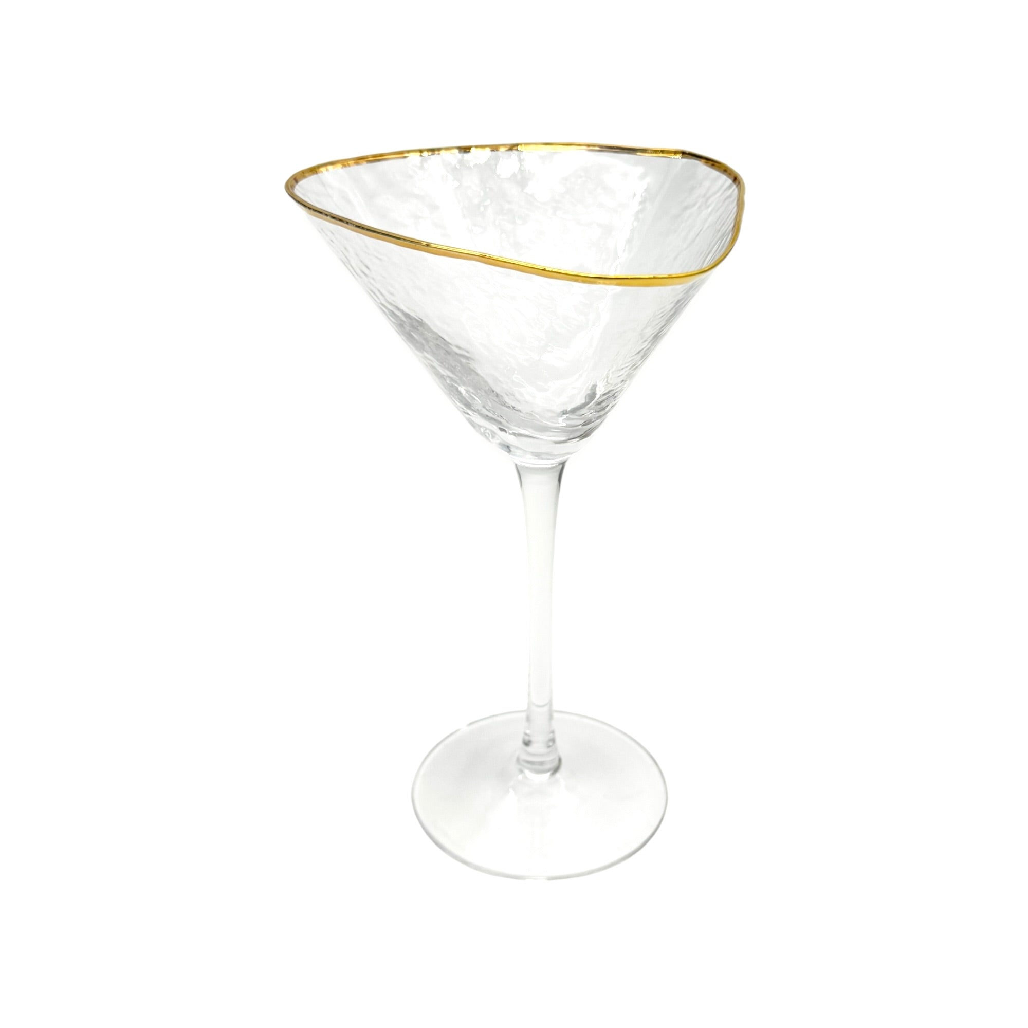 Triangular Gold & Silver Rim Martini Glass