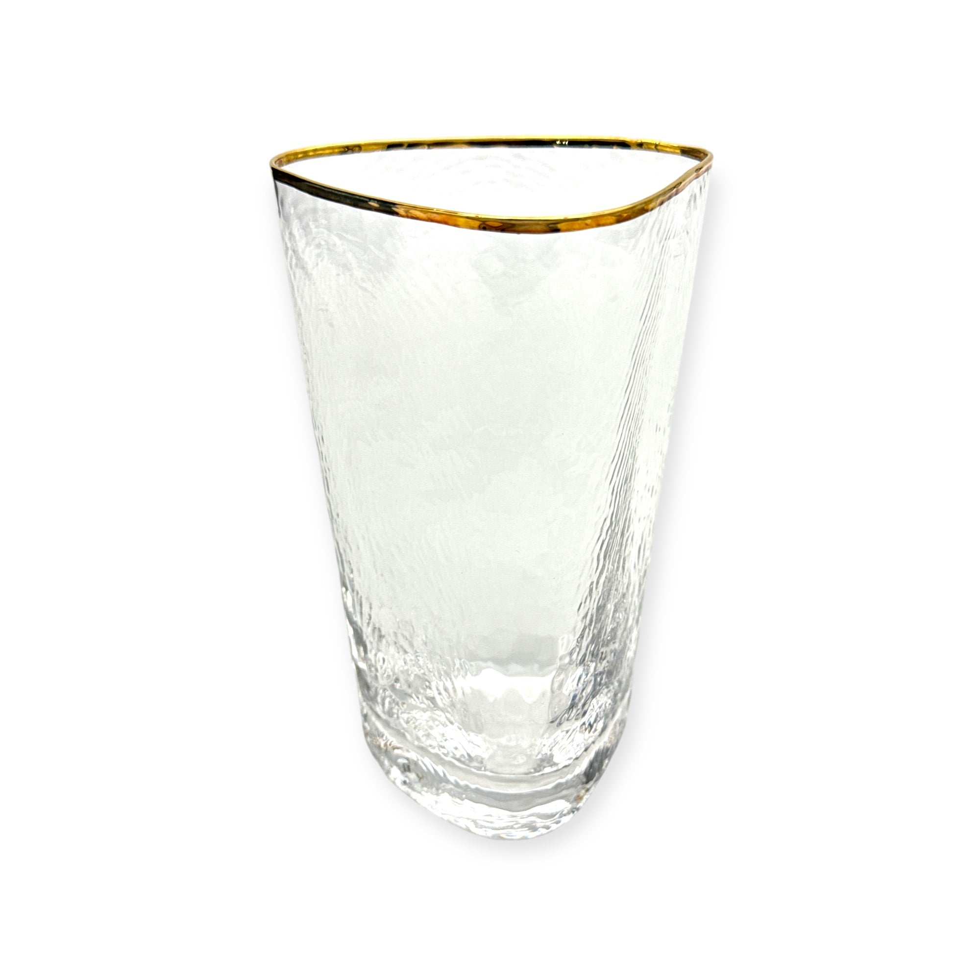 Triangular Highball Gold & Silver Rim Glass