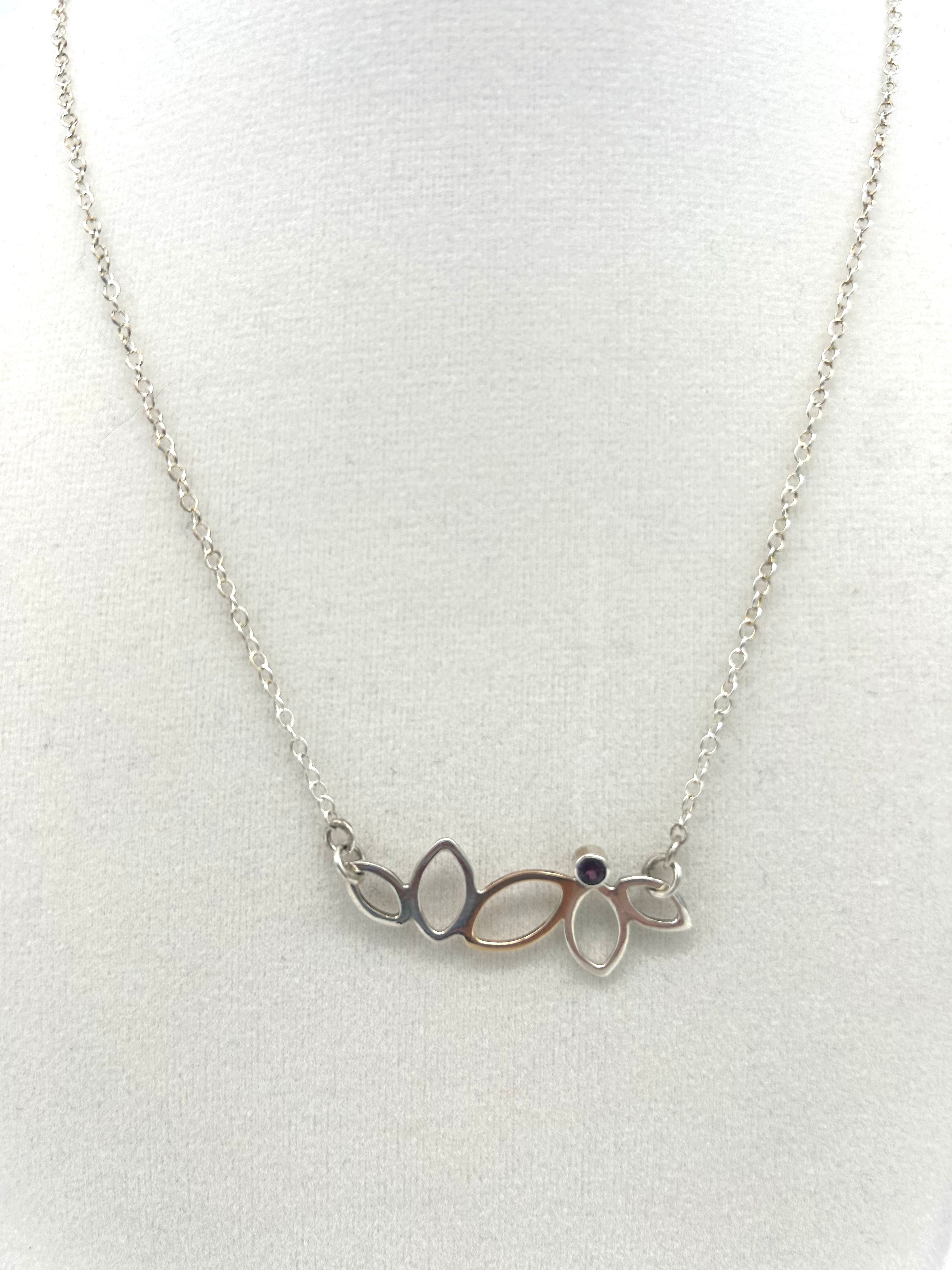 Falling Leaves Necklace with Rhodolite Garnet