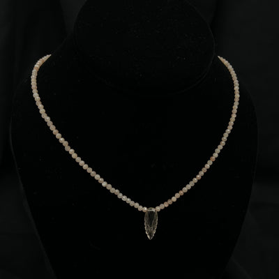 Peach Moonstone w/ Carved Quartz Necklace by Nance Trueworthy