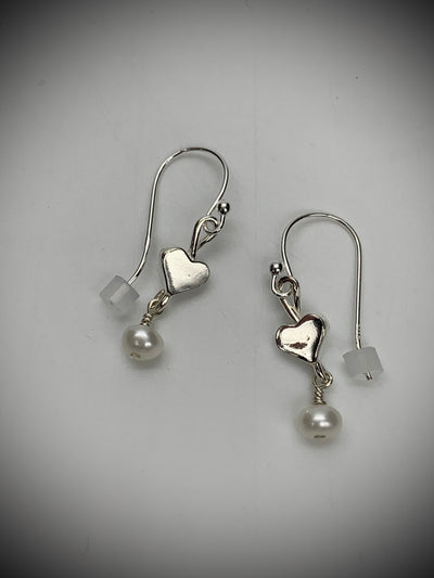 Sweetheart Pendant with Freshwater Pearl Earrings by Betsy Frost Design