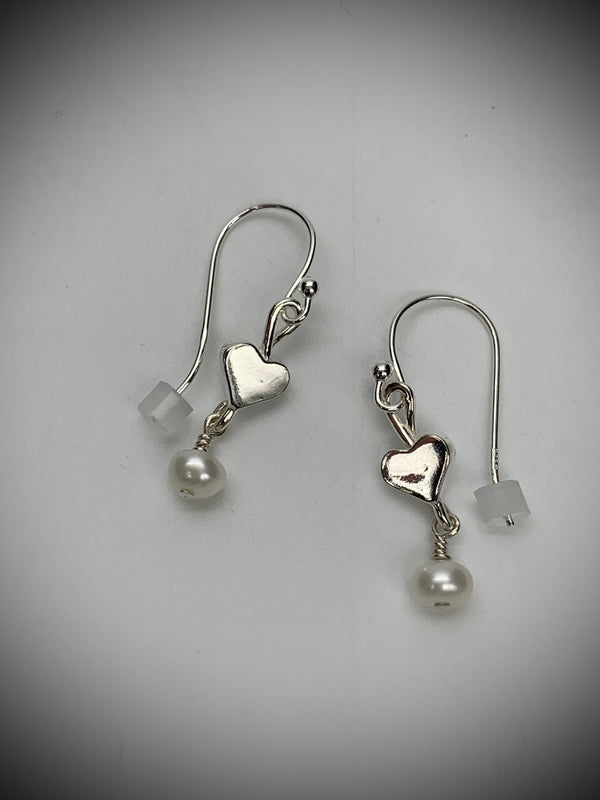 Sweetheart Pendant with Freshwater Pearl Earrings by Betsy Frost Design