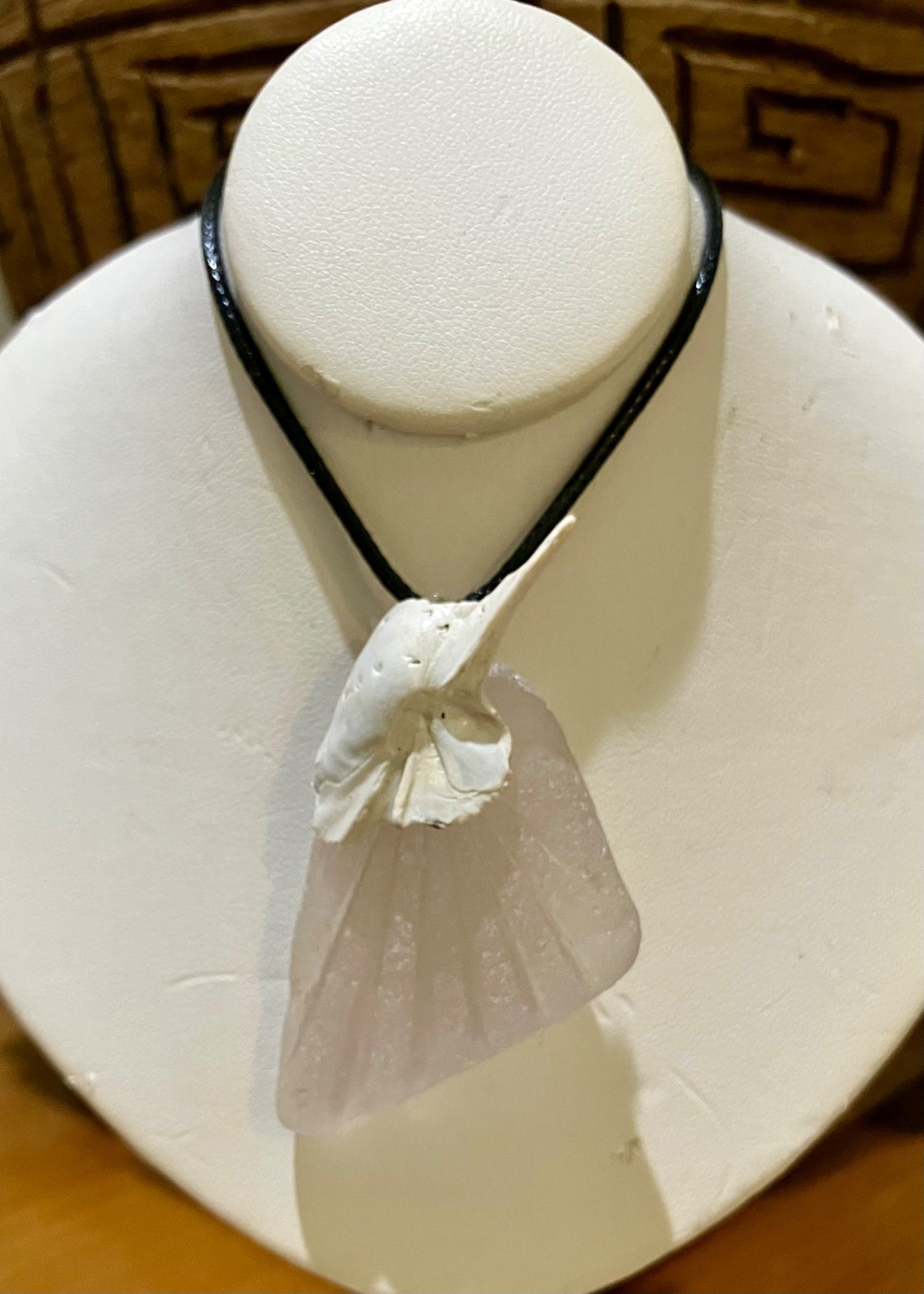 Necklace-Crane pink seaglass