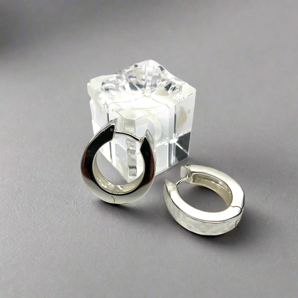 Oblong Textured Snap Hoop Earrings