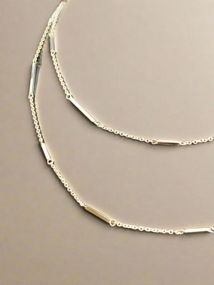 Bar Link Station Necklace by Zina Sterling Silver