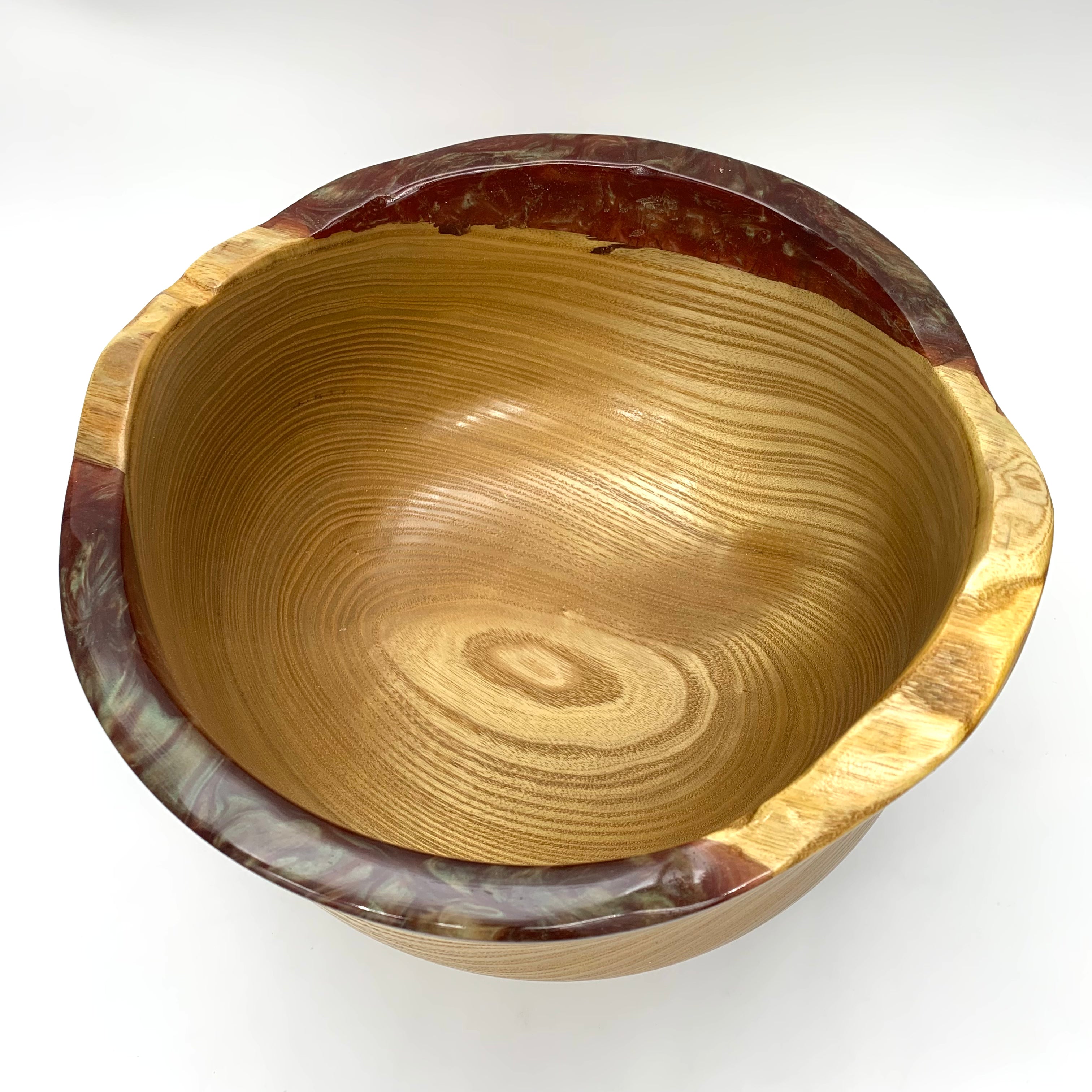 Catalpa Wood and Green Resin Bowl