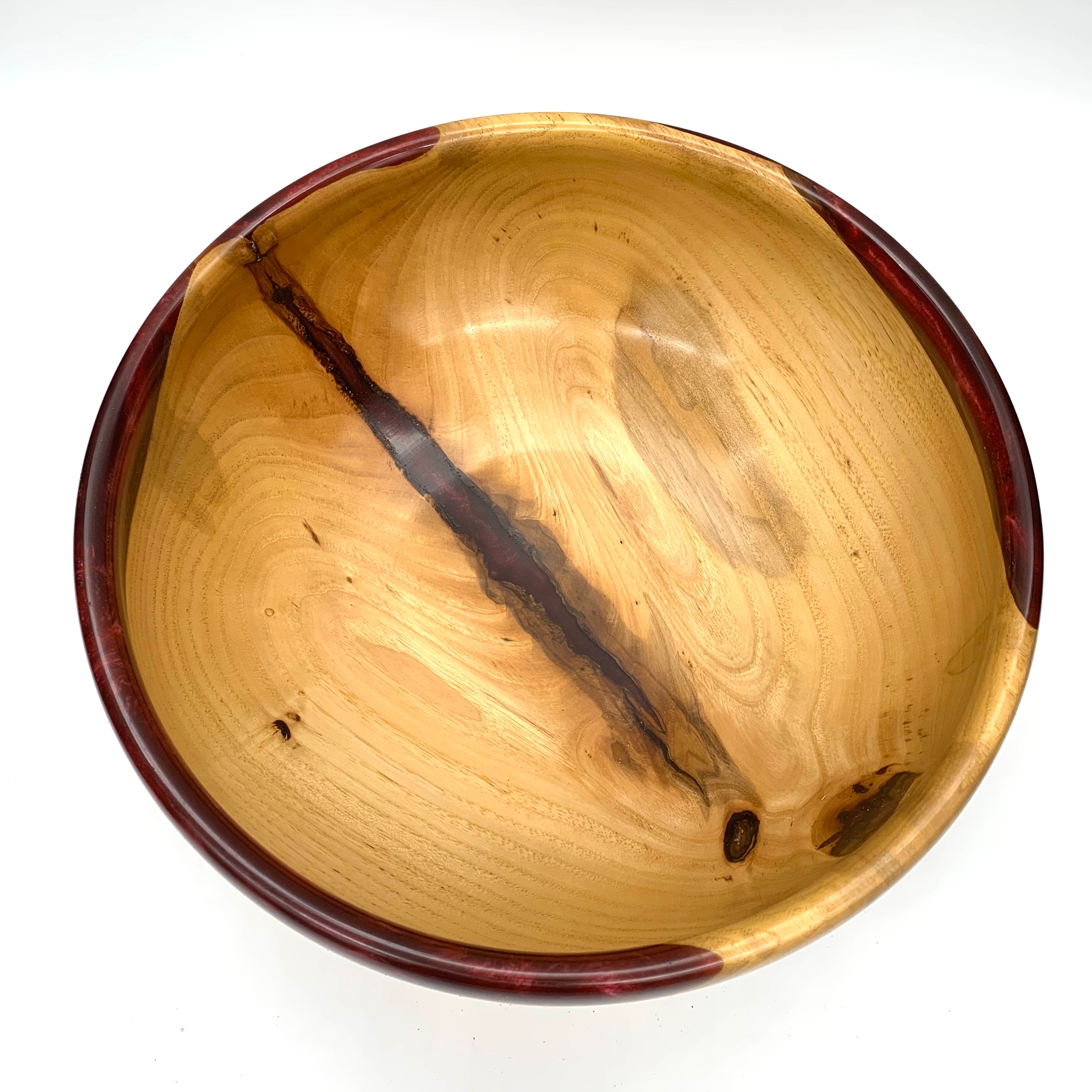 Hickory Wood and Red Resin Bowl