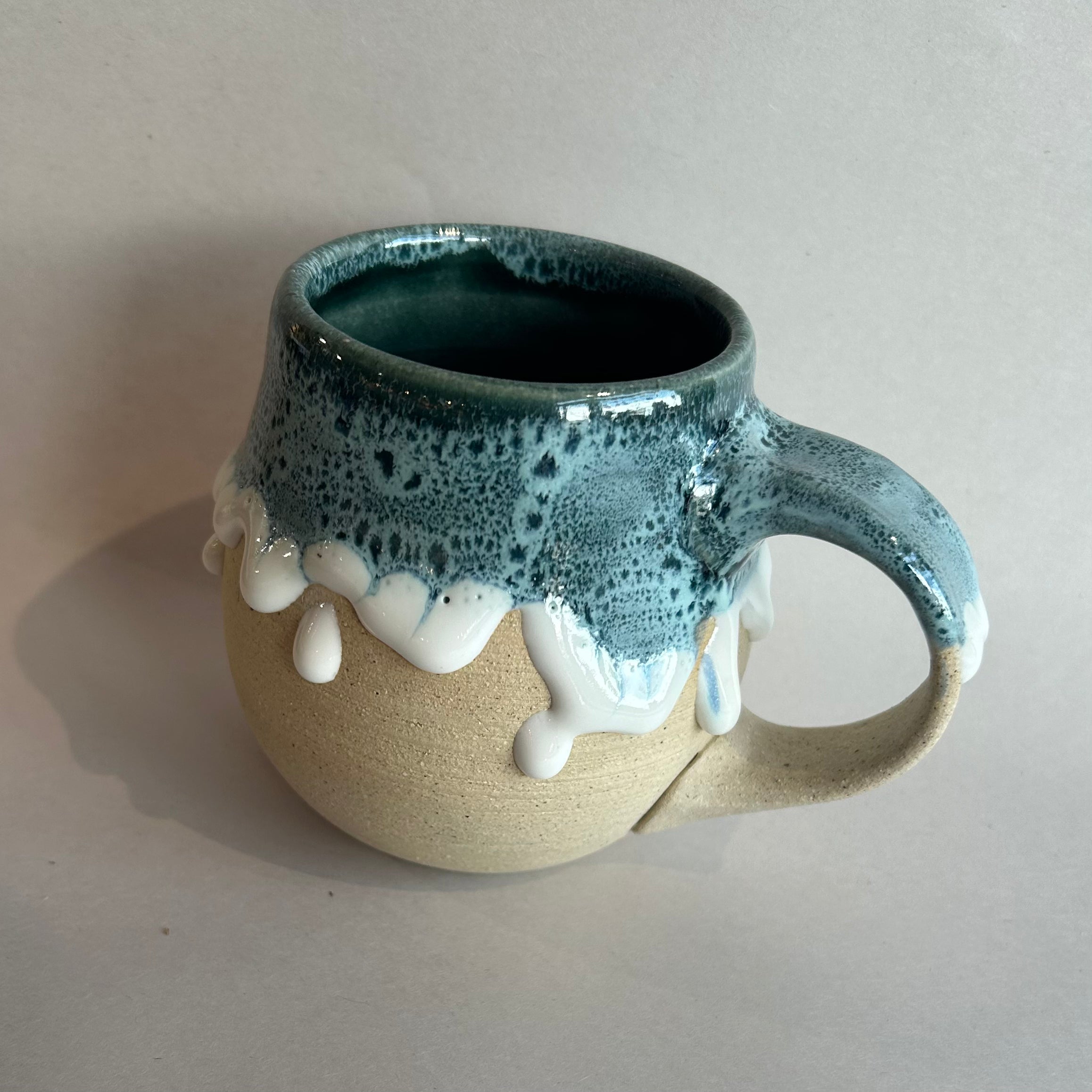 Blue Green White Drip Mug