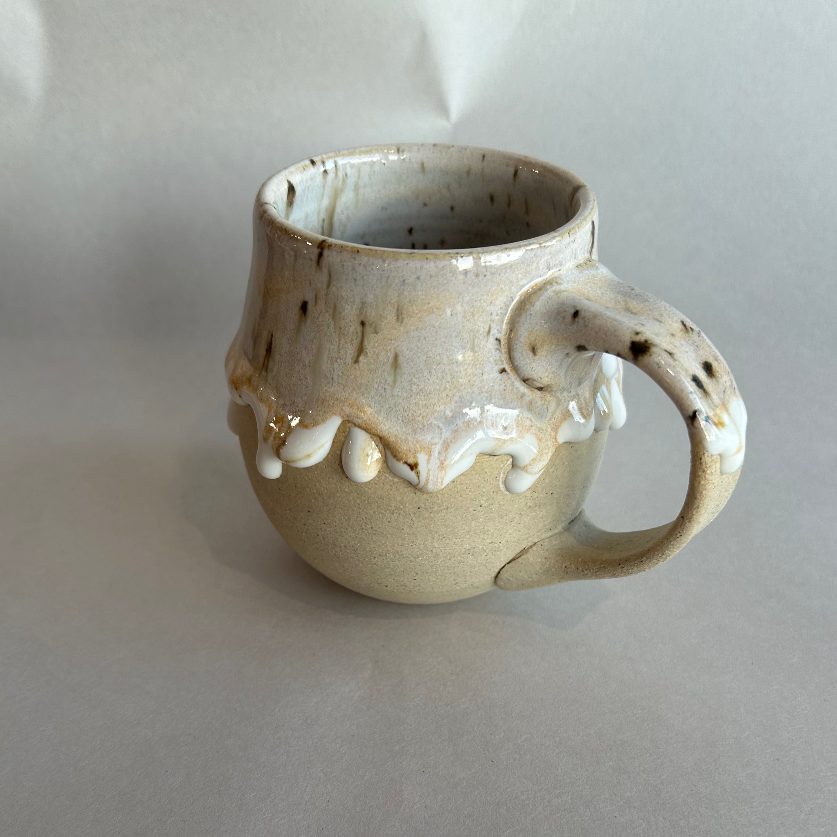 Beige Brown Speckle/White Drip Mug