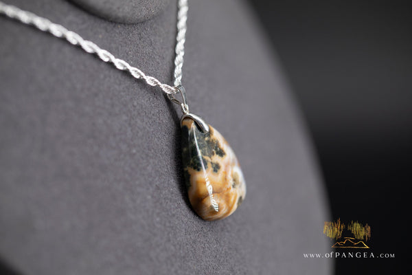 Ocean Jasper Teardrop Pendant - with Italian Sterling Silver chain