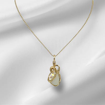 Milk White Sea Glass 14K Gold Pendant by Colleen Flanagan-Ormsby