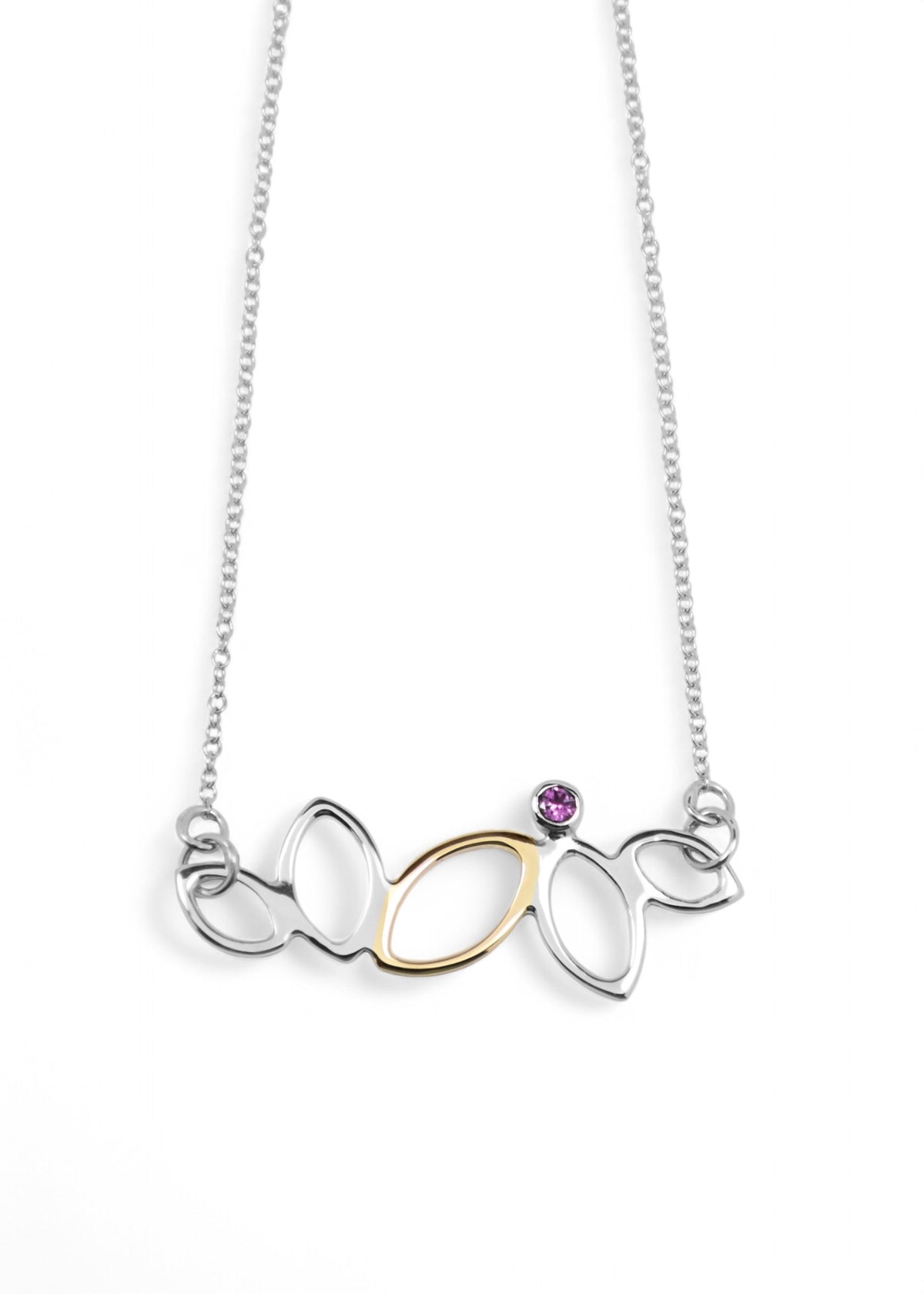 Falling Leaves Necklace with Rhodolite Garnet