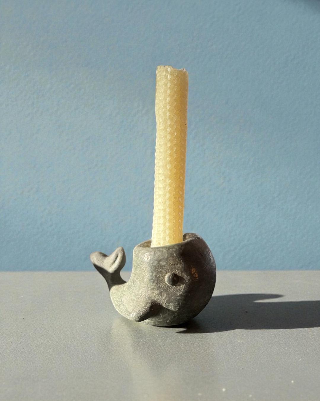 Steel Whale Candle Holder Sculpture, Pair