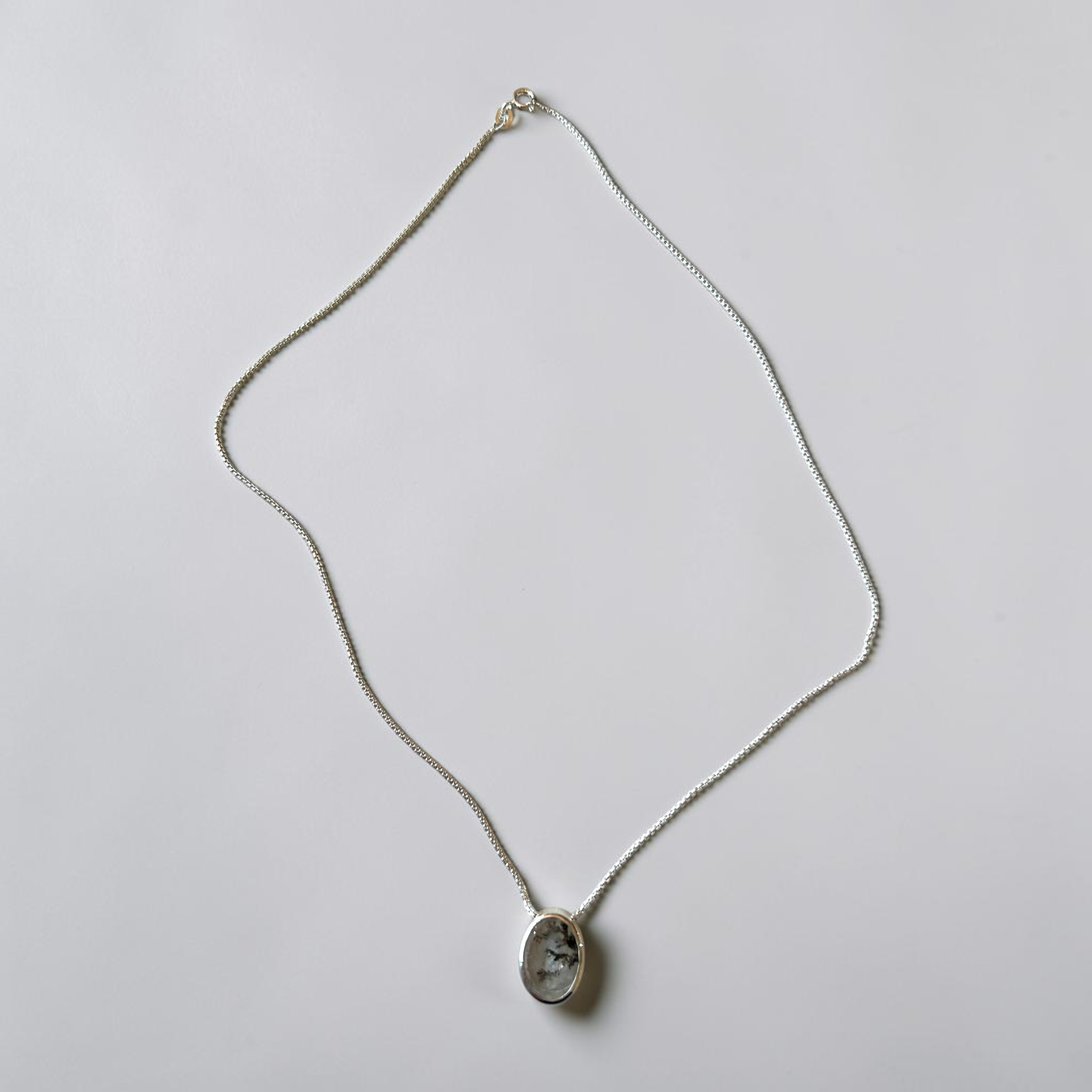Dendritic Quartz Oval Pendant SS