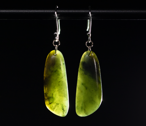 Kawakawa Pounamu Drop Nephrite Jade Earrings by Joe Foster