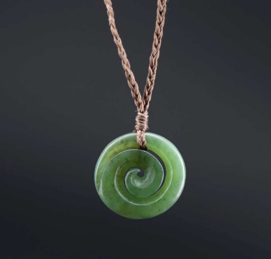 Green Wyoming Nephrite Jade Koru Necklace