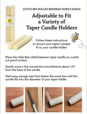 Beeswax Hand Rolled 11" Taper Candles by Little Bee of Connecticut