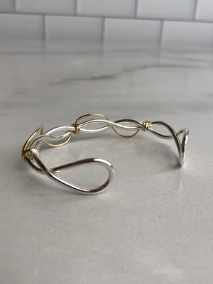 Sterling Silver and Gold Filled Barbed Wire Cuff - Jewelry Edgecomb Potters