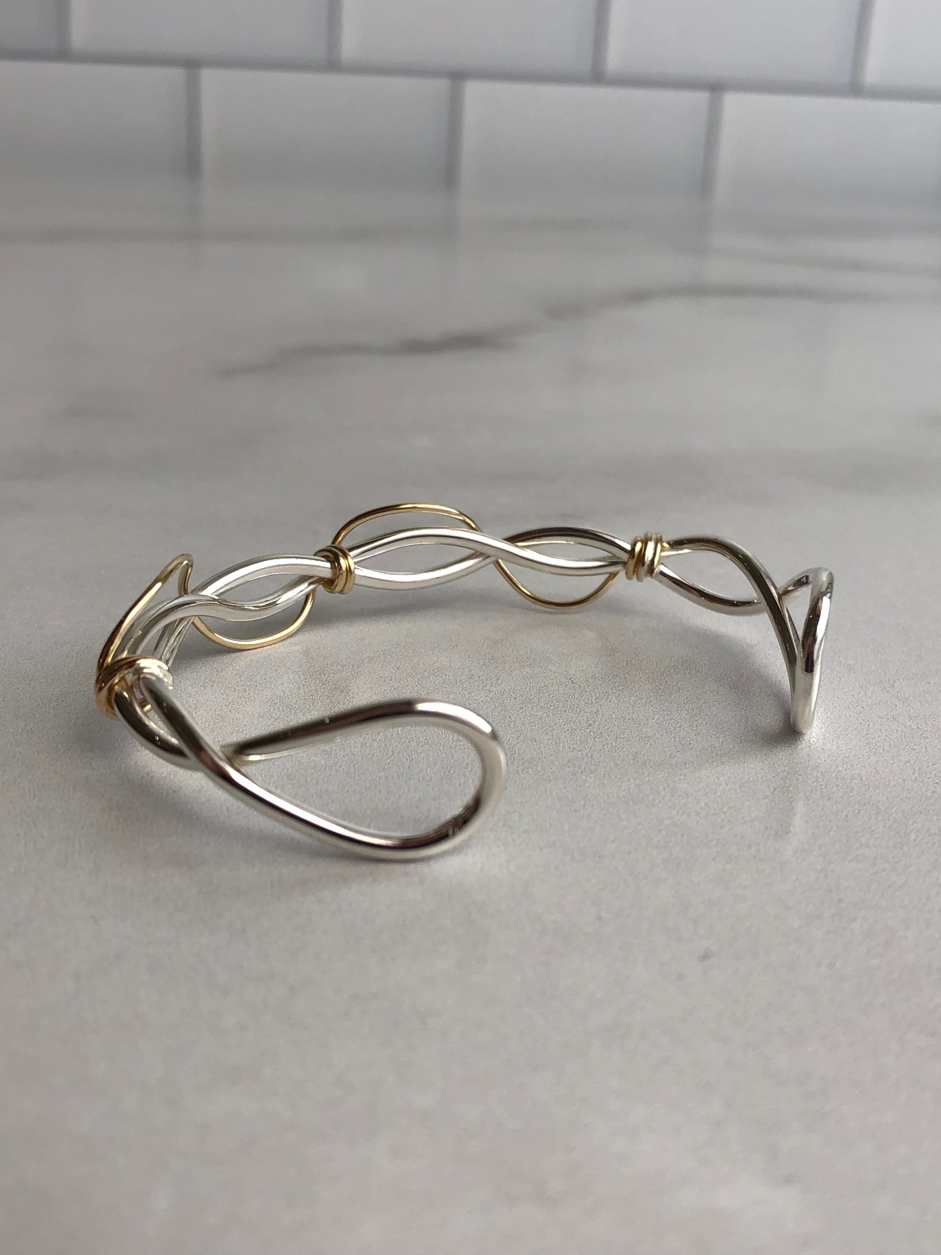 Sterling Silver and Gold Filled Barbed Wire Cuff - Jewelry Edgecomb Potters