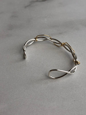 Sterling Silver and Gold Filled Barbed Wire Cuff - Jewelry Edgecomb Potters