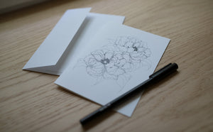 Two Peonies w Silo - greeting card Edgecomb Potters