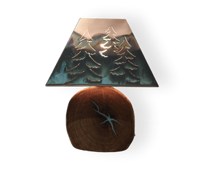 Washed Green Tree Copper Shade/Mesquite Base Lamp - Lighting Edgecomb Potters