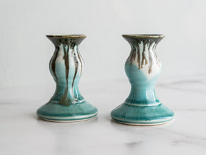 Candlesticks Short, pair - Pottery Edgecomb Potters
