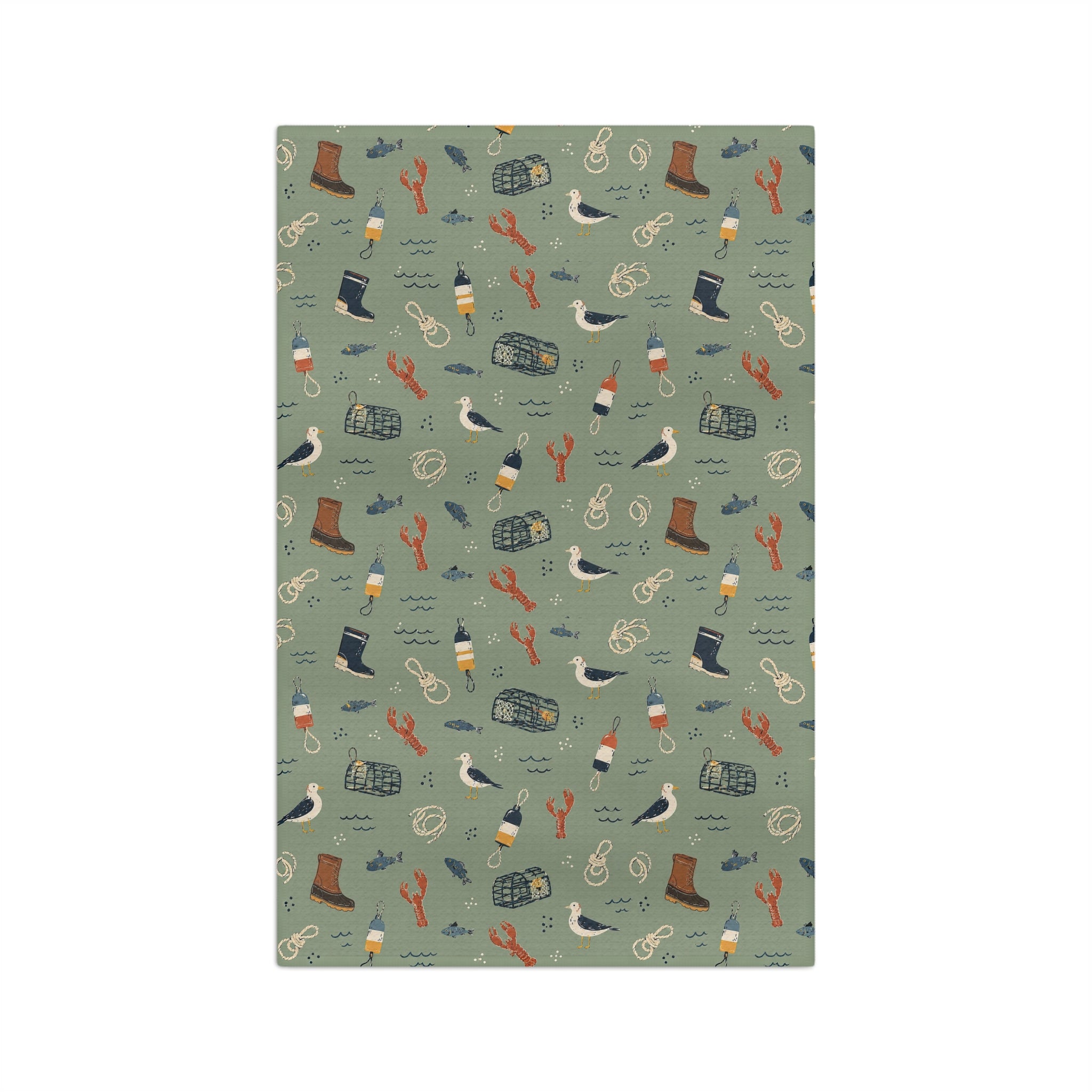 Maine Lobster & Boot Microfiber Tea Towel — Coastal Kitchen Decor