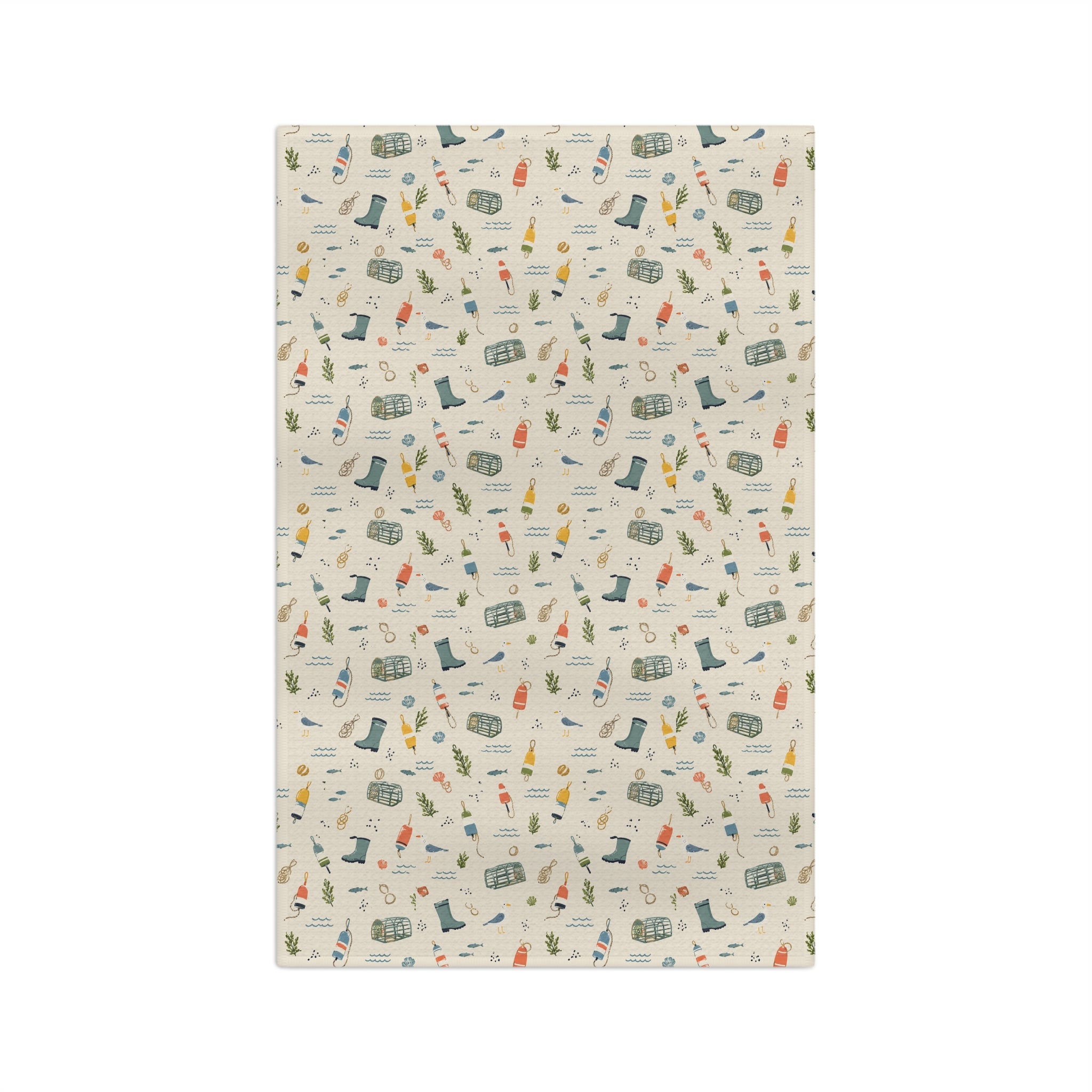 Coastal Harbor Tea Towel — Maine Dockside Kitchen Microfiber
