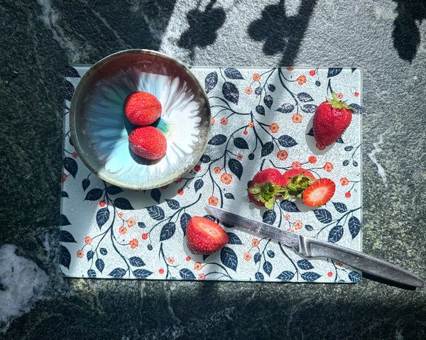 Cherry Blossom Glass Cutting Board