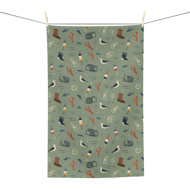 Maine Lobster & Boot Microfiber Tea Towel — Coastal Kitchen Decor